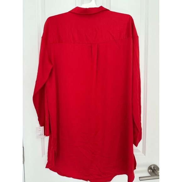 Auden size Large Satin Notch collar Nightgown Red New - Picture 3 of 5